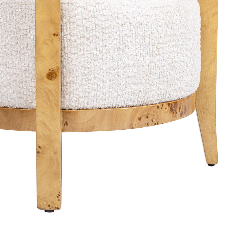 Madrid - Burl Barrel Accent Arm Chair - Seashell White - R&R Furniture Gallery (Fountain Valley, CA)