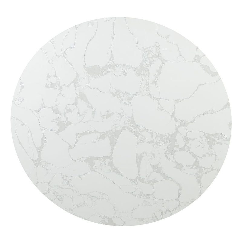 Clayten - Round Dining Table With Marble - White Natural Marble Top & Espresso - R&R Furniture Gallery (Fountain Valley, CA)