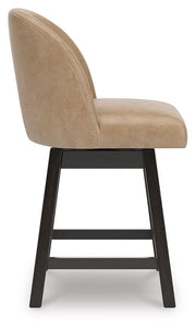 Neymorton - Upholstered Swivel Faux Leather Barstool (Set of 2) - Dark Grayish Brown - R&R Furniture Gallery (Fountain Valley, CA)