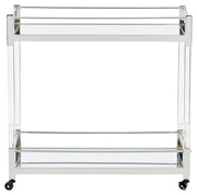 Chaseton - Bar Cart - Clear / Silver Finish - R&R Furniture Gallery (Fountain Valley, CA)