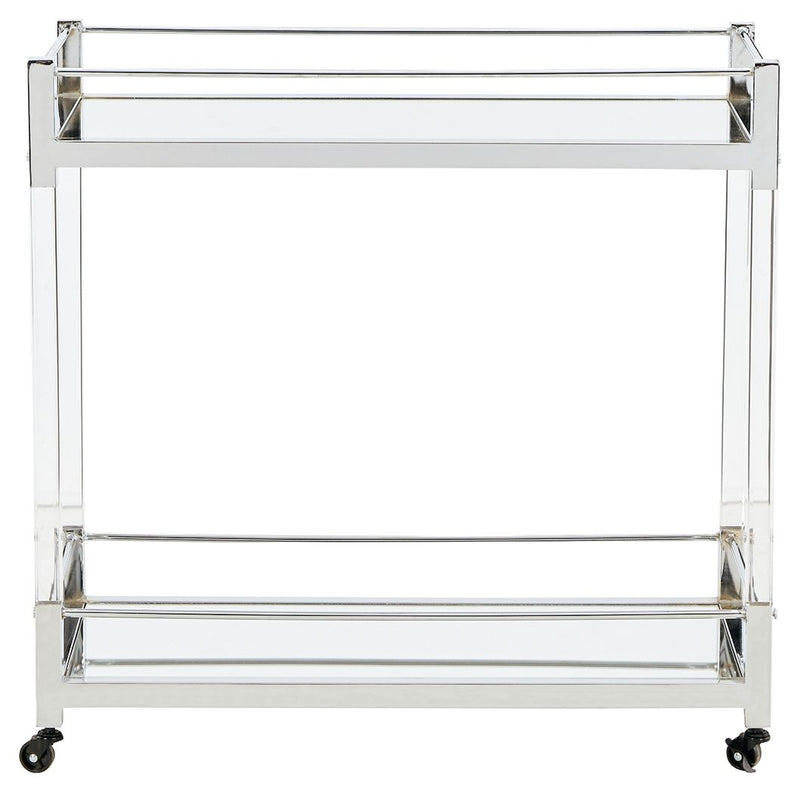 Chaseton - Bar Cart - Clear / Silver Finish - R&R Furniture Gallery (Fountain Valley, CA)