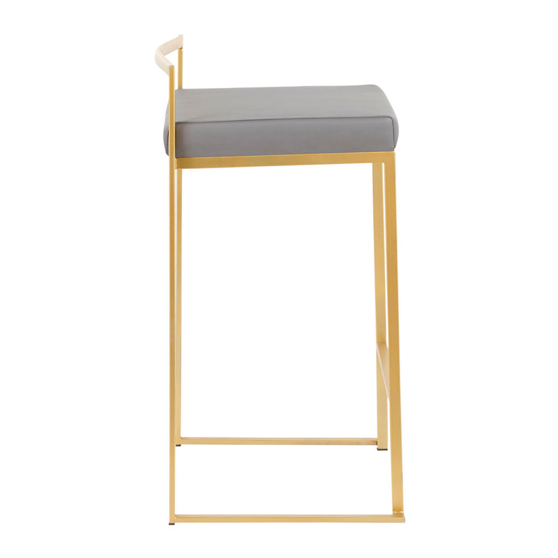 Set of two Lumi Source Fuji contemporary glam design counter stools with sleek seats and modern metal legs.