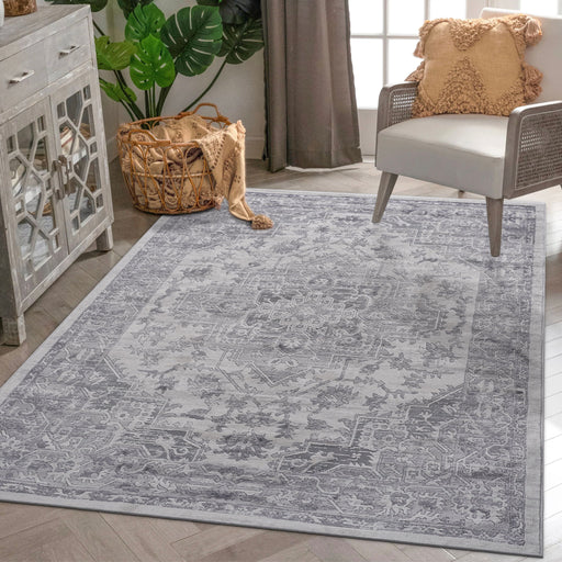 Marfi - 8' X 10' Oriental Area Rug - Silver - R&R Furniture Gallery (Fountain Valley, CA)