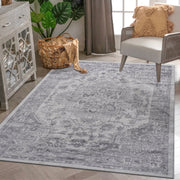Marfi - 6' X 9' Oriental Area Rug - Silver - R&R Furniture Gallery (Fountain Valley, CA)