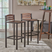 Outdoor Barstool With Slat Panel Design (Set of 2) - Dark Brown - R&R Furniture Gallery (Fountain Valley, CA)