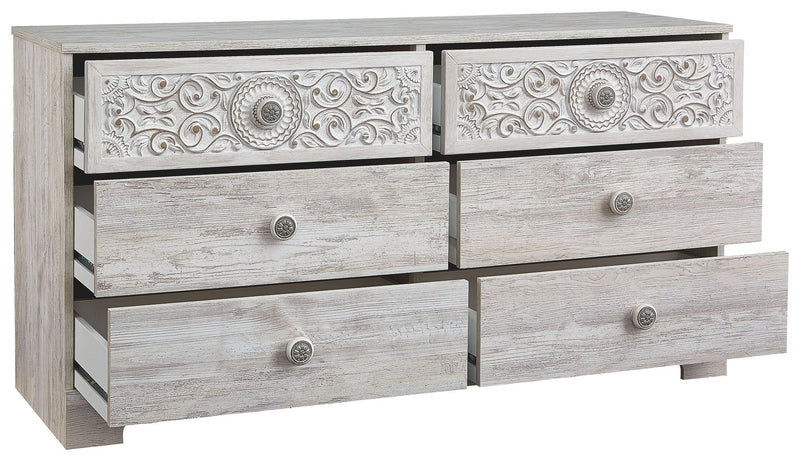 Paxberry - Six Drawer Dresser - Vinyl-Wrapped - Whitewash - R&R Furniture Gallery (Fountain Valley, CA)