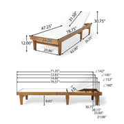 Outdoor Chaise Lounge With Acacia Wood Frame - White / Teak - R&R Furniture Gallery (Fountain Valley, CA)