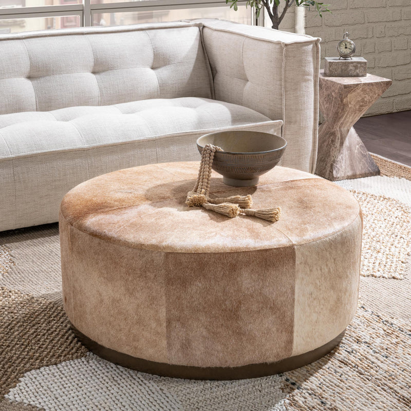 Andre - 40" Round Ottoman - Canyon Dust - R&R Furniture Gallery (Fountain Valley, CA)