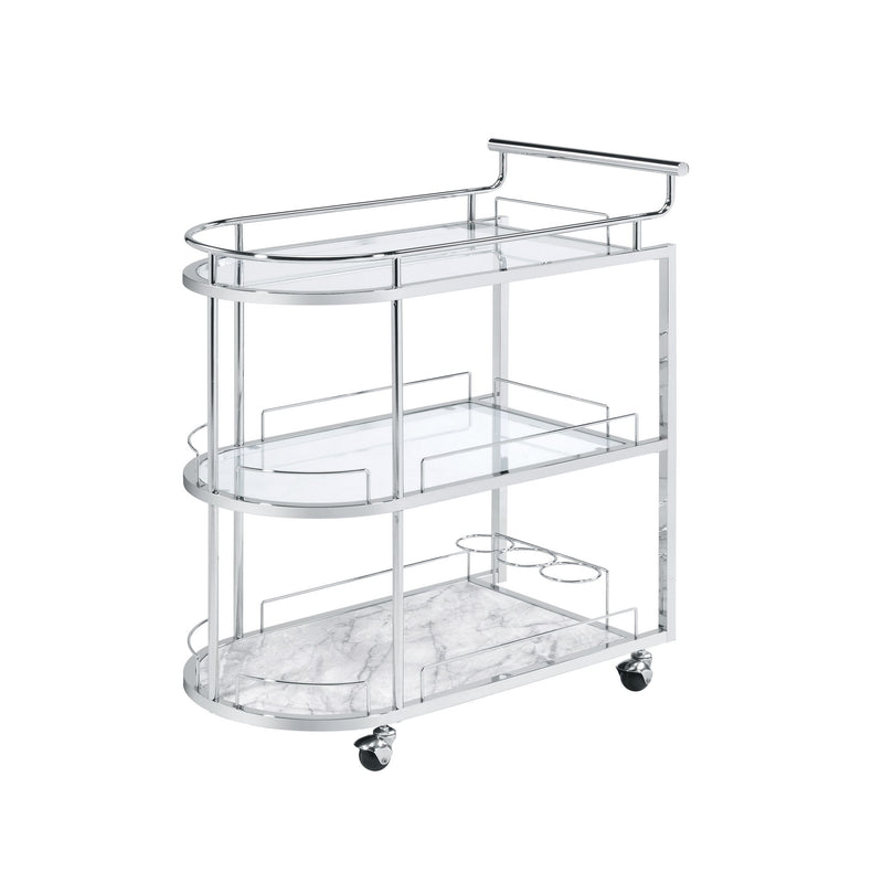 Inyo - Serving Cart - Clear Glass & Chrome - R&R Furniture Gallery (Fountain Valley, CA)