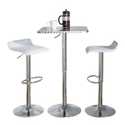 Lumi Source 3-piece bistro bar set with square table and adjustable oval footrests, modern contemporary design for dining room.