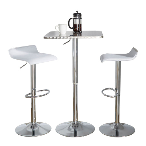 Lumi Source 3-piece bistro bar set with square table and adjustable oval footrests, modern contemporary design for dining room.