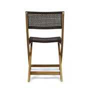 Noble House bistro foldable chair with wicker backrest and armless design, ideal for outdoor dining or patio seating.