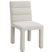 Set of two ACME Hettie side chairs with beige boucle upholstery, modern design and sleek metal legs.