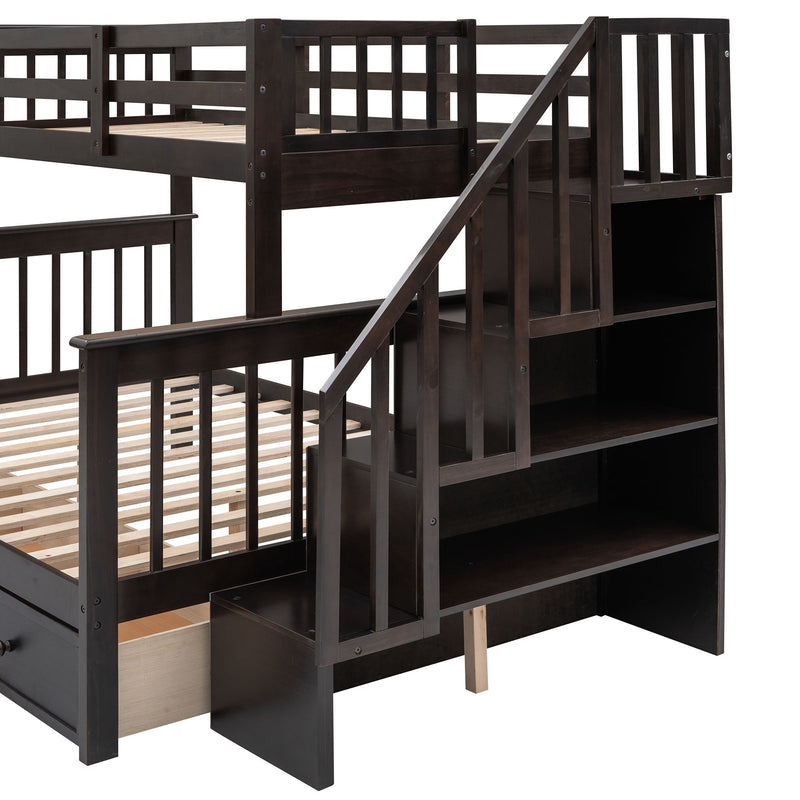 Stairway Bunk Bed With Storage And Guard Rail For Bedroom - R&R Furniture Gallery (Fountain Valley, CA)