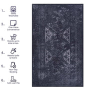 Maval - 8' X 10' Area Rug Washable - Black / Gray - R&R Furniture Gallery (Fountain Valley, CA)