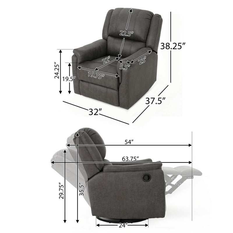 Noble House contemporary swivel glider recliner chair with plush cushioning and sleek design, perfect for modern living rooms.