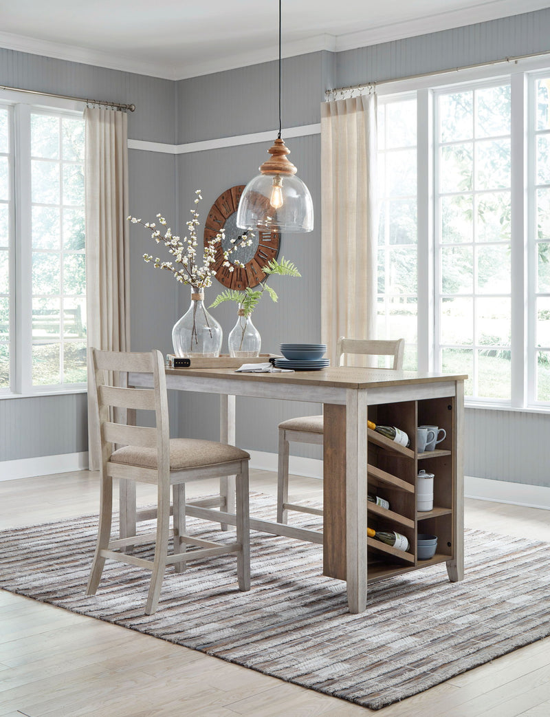 Skempton - Rectangular Counter Table With Storage - White - R&R Furniture Gallery (Fountain Valley, CA)