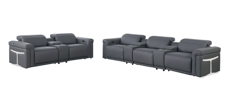 1126 - 8-Piece Modular Power Reclining Sofa & Loveseat Set In With 5 Power Recliners & Power Headrests
