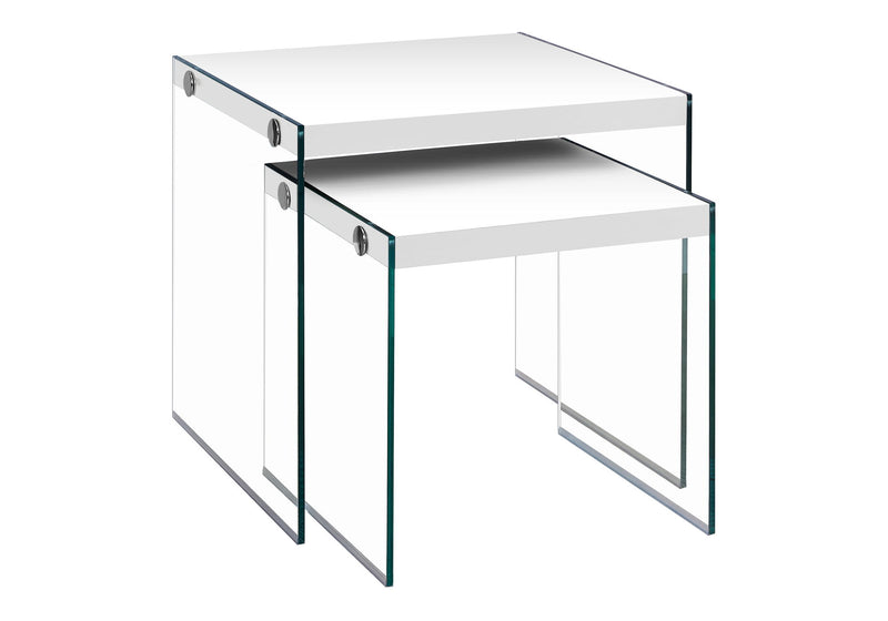 Accent Nesting Table Clear Tempered Glass For Living Room (Set of 2) - R&R Furniture Gallery (Fountain Valley, CA)