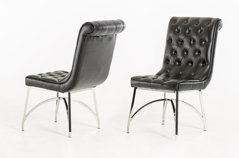 Silvie Modern Black Leatherette Dining Chair — view 2