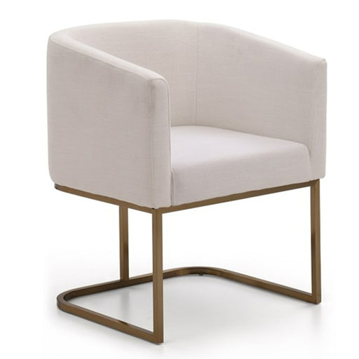 Yukon Modern White Fabric and Antique Brass Dining Chair — view 2