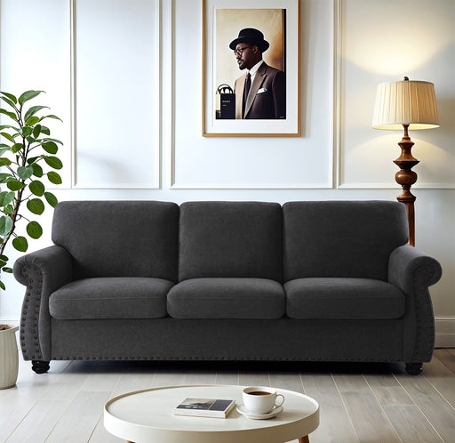 Soft Sofa, Upholstered 3 Seater Couch With High Density Foam, Loose Back Cushions And Turned Legs - R&R Furniture Gallery (Fountain Valley, CA)