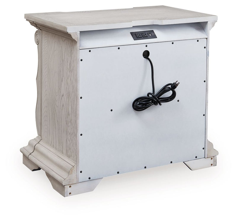 Bruchandi - Three Drawer Night Stand - Antique White - R&R Furniture Gallery (Fountain Valley, CA)