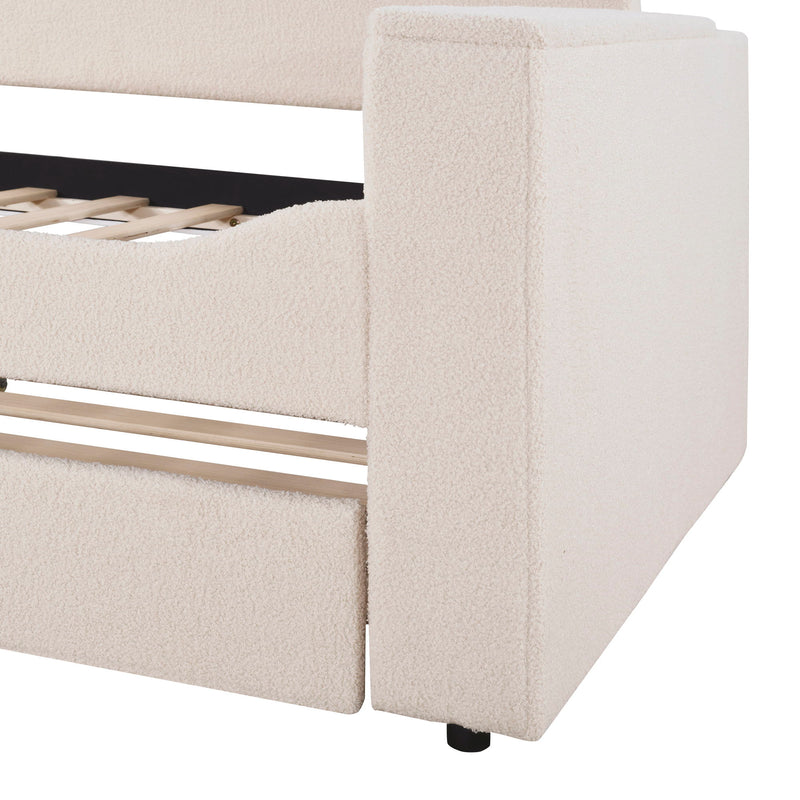 Upholstered Daybed With Storage Armrests, Trundle And Latest Integrated tooth Audio System - R&R Furniture Gallery (Fountain Valley, CA)