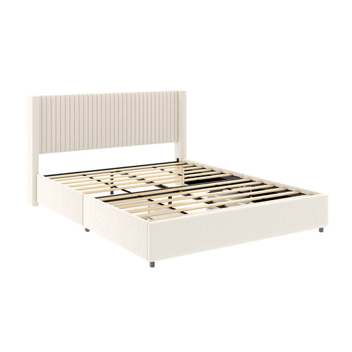 Anna - Upholstered Wingback Platform Bed With 4 Drawers Storage - R&R Furniture Gallery (Fountain Valley, CA)