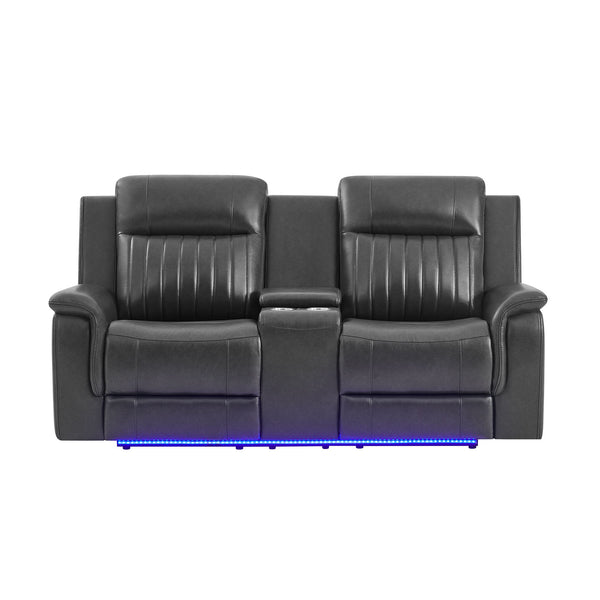 Ian - Power Reclining Sofa With LED Lighting, Surround Sound & Subwoofer - Charcoal