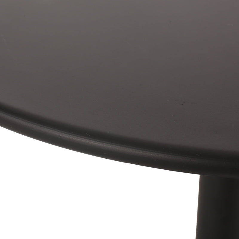 Noble House Terra Nova bistro set with matte black finish, includes two chairs and a round table for outdoor patio use.