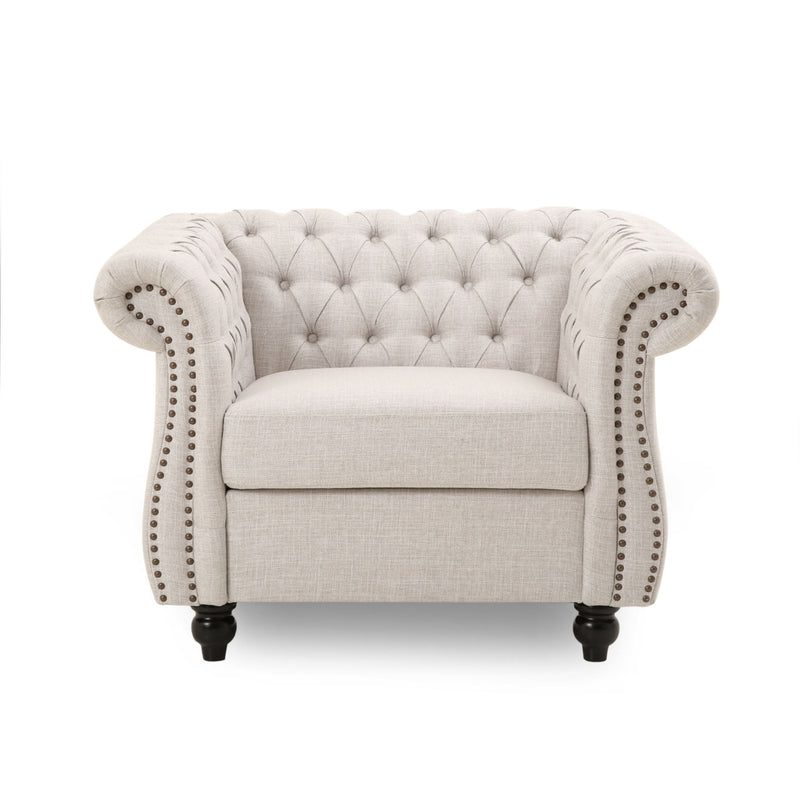 Nexuson - Upholstered Chesterfield Chair With Deep Tufted And Nailhead Trim - R&R Furniture Gallery (Fountain Valley, CA)