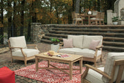 Signature Design by Ashley Clare View outdoor lounge set with sofa, chairs, and table, perfect for relaxing outside.