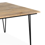 Simpli-Home Hunter square tabletop dining table with wooden finish, ideal for modern dining room setups.