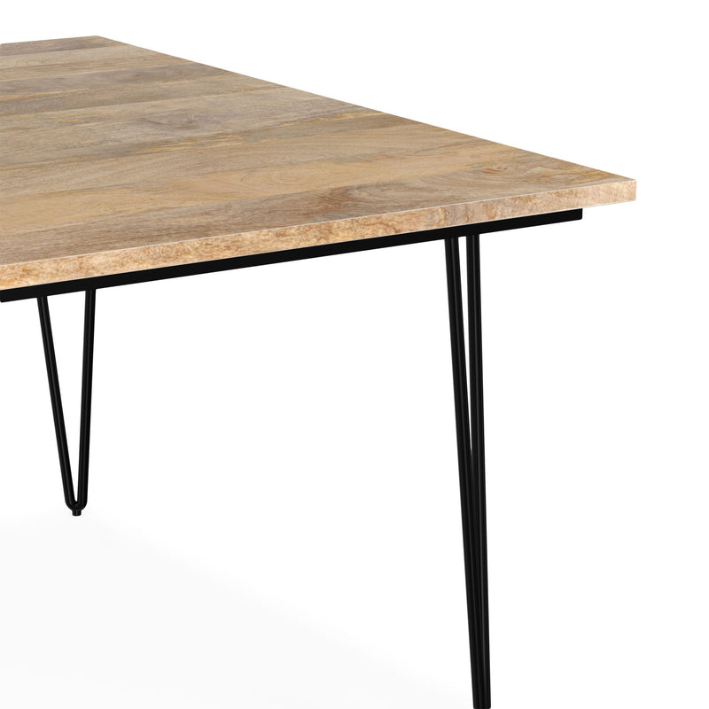 Simpli-Home Hunter square tabletop dining table with wooden finish, ideal for modern dining room setups.