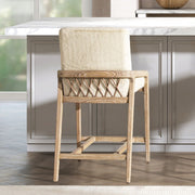 Arizona - Solid Ash Upholstered Counter Stool With Rope Detail - Creme De La Creme White - R&R Furniture Gallery (Fountain Valley, CA)