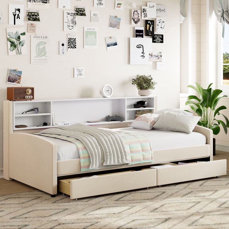 Luxurious Upholstered Platform Bed With Storage Drawers - R&R Furniture Gallery (Fountain Valley, CA)