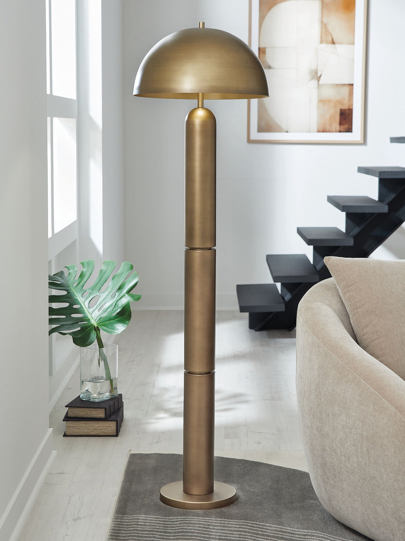 Signature Design by Ashley Wendfield metal floor lamp with a sleek, modern design and adjustable arm for ambient lighting.