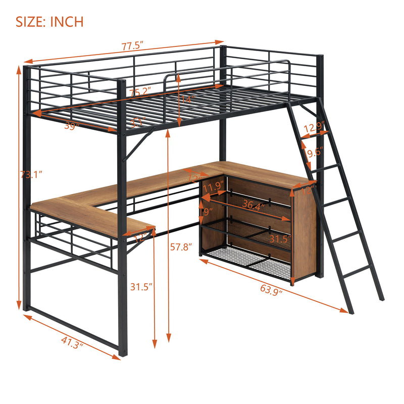 Loft Bed & 3 Layers Of Shelves And L-Shaped Desk - R&R Furniture Gallery (Fountain Valley, CA)