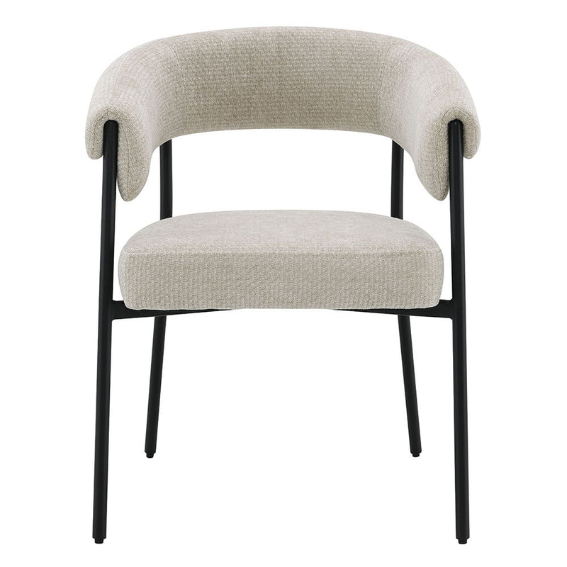 Jirina - Chenille Arm Chair (Set of 2) - Beige & Black - R&R Furniture Gallery (Fountain Valley, CA)