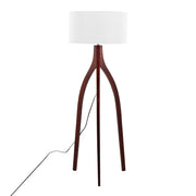 Lumi Source Wishbone contemporary floor lamp with sleek design and adjustable arm, standing on a modern living room floor.