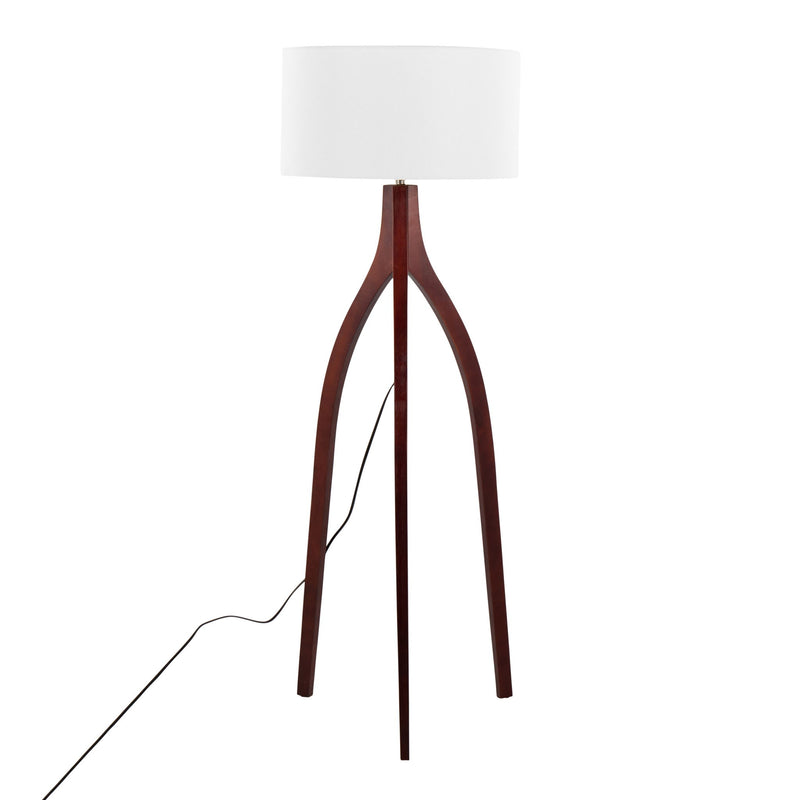 Lumi Source Wishbone contemporary floor lamp with sleek design and adjustable arm, standing on a modern living room floor.