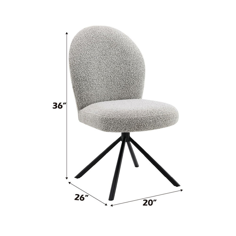 Lawton - Side Chair With Swivel (Set of 2) - Gray Boucle & Black - R&R Furniture Gallery (Fountain Valley, CA)