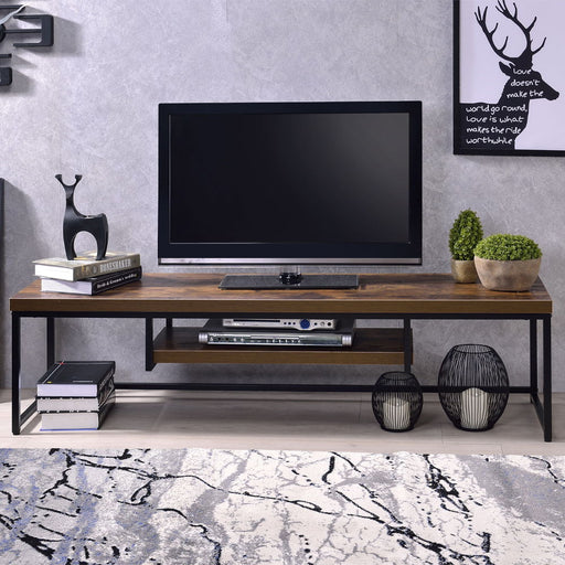 Bob - 16" TV Stand - Weathered Oak & Black Metal - R&R Furniture Gallery (Fountain Valley, CA)