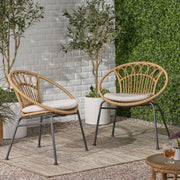 Set of two light brown Noble House Banya chairs with wooden legs, modern design, and cushioned seats for stylish comfort.