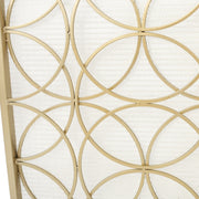 Noble House Thayer single panel iron fireplace screen with geometric design, decorative metalwork for protecting fireplace area