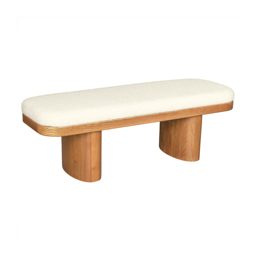 Ollie - Boucle Wooden Bench - White - R&R Furniture Gallery (Fountain Valley, CA)