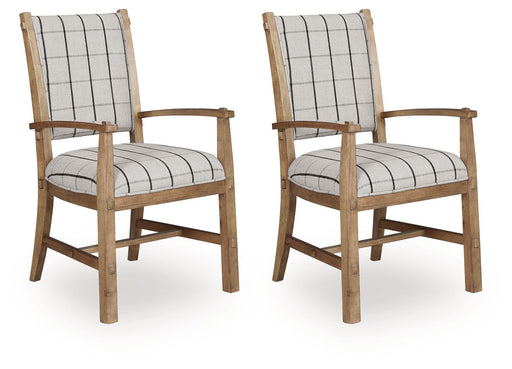 Ridgester - Dining Upholstered Arm Chair (Set of 2) - Light Brown - R&R Furniture Gallery (Fountain Valley, CA)