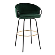 Set of two Lumi Source Claire contemporary glam barstools with footrests, featuring sleek modern design and plush upholstery.