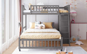 DreamHaus bunk bed with six drawers, flexible shelves, and a bottom bed on wheels, featuring a modern wooden design.
